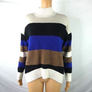 Romeo & Juliet Couture Striped Oversized Mock Neck Sweater Pullover Small